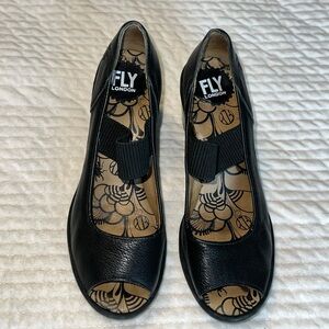 Fly London Mous/Cupi Peep Toe Shoes - Black